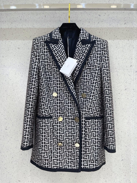 2022 Spring Women   Prints Doubel Breasted Blazer Jacket Ladies Coat Overcoat Rmsx 3.04
