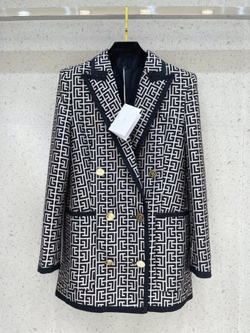 2022 Spring Women   Prints Doubel Breasted Blazer Jacket Ladies Coat Overcoat Rmsx 3.04