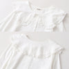 2023 Spring Women Peter Pan Collar Transparent White Shirt Lantern Sleeve Blouse Summer Solid Sweet Cute Girls Tops T0D011F