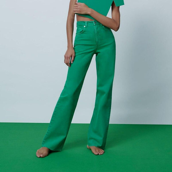 2022 Spring Women's European and American High Waisted Straight Leg Jeans Y2K Trend Multi-color Straight Leg Jeans Women