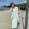 2023 Spring Suits Mid-Calf Single Breasted  Blazer and Skirt  Women Suits Office Set Skirt Office Lady Skirt Suits