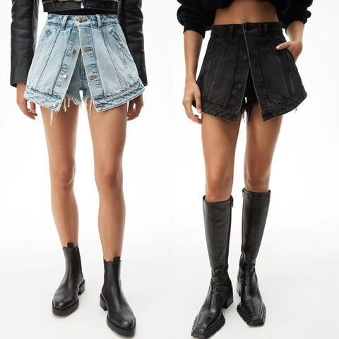 2022 Spring Summer Classic Trendy Brand Luxry Design Versatile Relaxed Pebble Washed Pure Cotton Denim Shorts A2