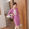 2022 Spring/Summer Female Elegant Women's Skirt Suit White Pink Blazer Bussiness Jacket Office Lady 2 Pieces Set Plus Size S-5XL