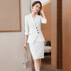 2022 Spring/Summer Female Elegant Women's Skirt Suit White Pink Blazer Bussiness Jacket Office Lady 2 Pieces Set Plus Size S-5XL
