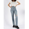 2022 Spring Summer Classic Trendy Brand  Design Casual Versatile Concise High Low Hole Denim Pants  Women