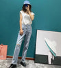 2022 Spring Summer Classic Trendy Brand  Design Casual Versatile Concise High Low Hole Denim Pants  Women