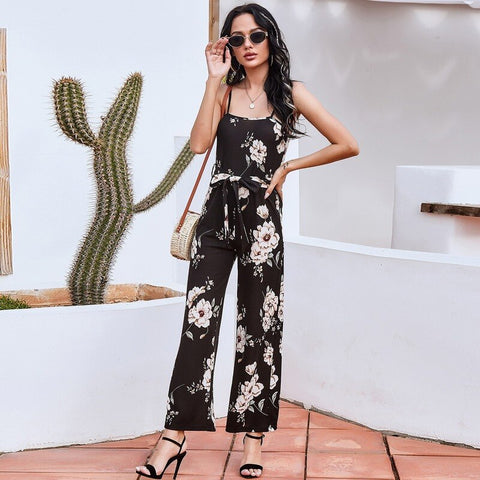 2022 Spring/Summer New Products Hot Sale Urban Casual Printed Sling Pants Women's Jumpsuit Tank Top Women  Tops  Sexy Blouse