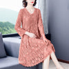 2022 Spring Summer Plus Size V-neck Mesh Embroidered Dresses Sweet High Waist Long Dress Vestidos  Y857