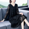 2022 Spring Summer Plus Size V-neck Mesh Embroidered Dresses Sweet High Waist Long Dress Vestidos  Y857
