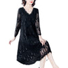 2022 Spring Summer Plus Size V-neck Mesh Embroidered Dresses Sweet High Waist Long Dress Vestidos  Y857