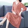2022 Spring Summer Plus Size V-neck Mesh Embroidered Dresses Sweet High Waist Long Dress Vestidos  Y857