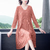 2022 Spring Summer Plus Size V-neck Mesh Embroidered Dresses Sweet High Waist Long Dress Vestidos  Y857