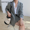 2023 Spring Summer Two piece set Casual Single Breasted Blazer + A-line Skirt Office Lady Plaid Suit 2 Piece Set