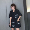 2022 Spring Summer  White Women Blazer Short Sleeve Thin Suit Jacket Plus Size Graffiti 2022 Ladies Tops Oversized Coats