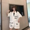 2022 Spring Summer  White Women Blazer Short Sleeve Thin Suit Jacket Plus Size Graffiti 2022 Ladies Tops Oversized Coats
