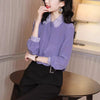 2023 Spring Summer Women Chiffon Turn-down Collar Blouses Lady Shirts Female Casual Purple Chiffon Blusas Tops