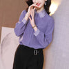 2023 Spring Summer Women Chiffon Turn-down Collar Blouses Lady Shirts Female Casual Purple Chiffon Blusas Tops
