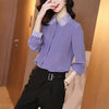 2023 Spring Summer Women Chiffon Turn-down Collar Blouses Lady Shirts Female Casual Purple Chiffon Blusas Tops