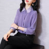 2023 Spring Summer Women Chiffon Turn-down Collar Blouses Lady Shirts Female Casual Purple Chiffon Blusas Tops