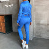 2023 Spring Turn Down Collar Solid Long Sleeve Denim Shirts Crop Top Pants Tracksuit Female Sportswear Women Two Pieces Suit Set