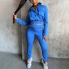 2023 Spring Turn Down Collar Solid Long Sleeve Denim Shirts Crop Top Pants Tracksuit Female Sportswear Women Two Pieces Suit Set