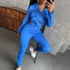 2023 Spring Turn Down Collar Solid Long Sleeve Denim Shirts Crop Top Pants Tracksuit Female Sportswear Women Two Pieces Suit Set