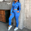 2023 Spring Turn Down Collar Solid Long Sleeve Denim Shirts Crop Top Pants Tracksuit Female Sportswear Women Two Pieces Suit Set