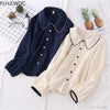 2023 Spring Women Cute Sweet Peter Pan Collar Tops Blusas Japanese Style Preppy Girls Solid Single Breasted Button Shirts Blouse