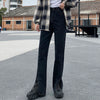 2022 Spring Women Jeans Black Flare Pants Front Side Slit Leg High Waisted Bell Bottom Jeans Full Length Denim Clothes
