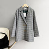 2023 Spring Women's Jacket Autumn Retro Plaid Double-Breasted Lady Suit Korea Slim Long Sleeve  Female Coat Casual Blazers