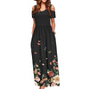 Spring and Autumn  Leisure  Printed Long Skirt Women's Off Shoulder Temperament Slim Dress