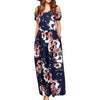 Spring and Autumn  Leisure  Printed Long Skirt Women's Off Shoulder Temperament Slim Dress