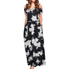 Spring and Autumn  Leisure  Printed Long Skirt Women's Off Shoulder Temperament Slim Dress