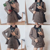 2022 Spring and Autumn Small Suit Jacket Women's Casual Plaid Small Suit Two-piece Retro Plaid Small Fragrant Skirt Trend