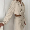 2022 Spring long sleeve crop blazer and skirt set vintage two piece set women skirt black sexy korean office clothes
