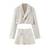 2022 Spring long sleeve crop blazer and skirt set vintage two piece set women skirt black sexy korean office clothes