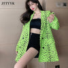2022 Spring summer Leopard Blazer Women Print Long Sleeve Vintage Suit Coat Biker Jacket Outwear Tops Womens Casual Blazer Mujer
