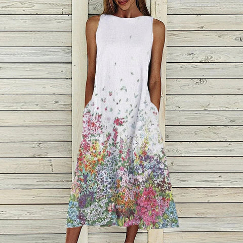 2022 Stylish Summer Sundress Women's Print Maxi Dress Casual Short Sleeve Vestidos Female O Neck Robe Femme Plus Size