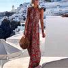 2023 Summer Boho Floral Print Long Party Dress Women Elegant Halter Sleeveless Maxi Dress Spring Backless Hollow Out Dresses 2XL