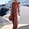 2023 Summer Boho Floral Print Long Party Dress Women Elegant Halter Sleeveless Maxi Dress Spring Backless Hollow Out Dresses 2XL