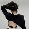 2022 Summer Casual Party Skirt Suits Woman Korean Y2k Elegant Two Piece Set Black Long Sleeve Coat Hollow Out Mini Skirt