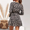 2022 Summer Chiffon Dress Women Leopard Print Boho Beach Dresses Casual Ruffle Long Sleeve A-line Mini Party Dress Vestidos