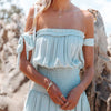 2023 Summer Dress Ladies High Waist Ruffled Off Shoulder Wrap Chest Pure Colour Strapless Short Mini Skirt