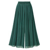 2023 Summer European Style Pleated Women Wide Leg Pants Loose Chiffon Boho Female Length Pant Elastic Waist Trousers Plus Size