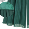 2023 Summer European Style Pleated Women Wide Leg Pants Loose Chiffon Boho Female Length Pant Elastic Waist Trousers Plus Size
