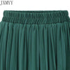 2023 Summer European Style Pleated Women Wide Leg Pants Loose Chiffon Boho Female Length Pant Elastic Waist Trousers Plus Size