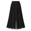 2023 Summer European Style Pleated Women Wide Leg Pants Loose Chiffon Boho Female Length Pant Elastic Waist Trousers Plus Size