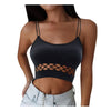 2022 Summer Fashion Black Crop Top Women Hollow Out Sleeveless Top Womens Clothing Tank Tops Top Sexy Bustier Tops Plus Size