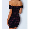 2023 Summer Floral Print Black Red Mini Dress For Women Streetwear Sexy Slash Neck Ladies Bodycon Dresses Party Outfits Vestidos