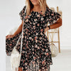 2023 Summer Floral Print Ruffle Mini Dress Women Spring Butterfly Short Sleeve Party Dress Sexy O Neck Lady A-Line Dress Vestido